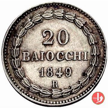 20 baiocchi (Doppio Giulio del 1° tipo) 1849 (Roma)