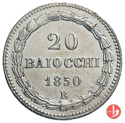 20 baiocchi (Doppio Giulio del 1° tipo) 1850 (Roma)