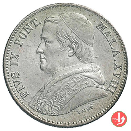 20 baiocchi (Doppio Giulio del 2° tipo) 1864 (Roma)