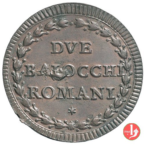 2 baiocchi del 1° tipo (A. XI - A. XXI) 1791-1792 (Roma)