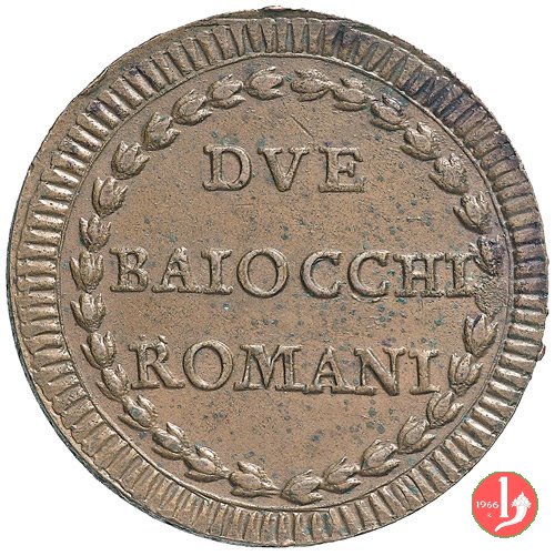 2 baiocchi del 1° tipo (A. XI - A. XXI) 1792-1793 (Roma)