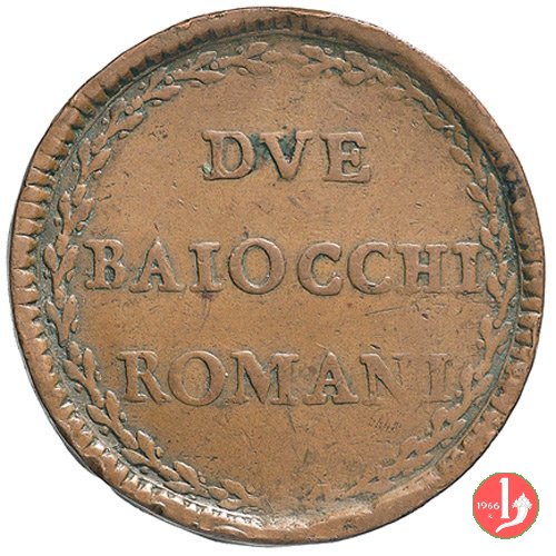 2 baiocchi del 1° tipo (A. XI - A. XXI) 1795-1796 (Roma)