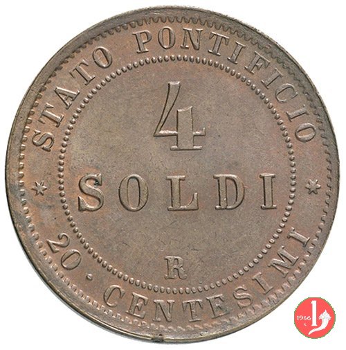 4 soldi o 20 centesimi 1869 (Roma)