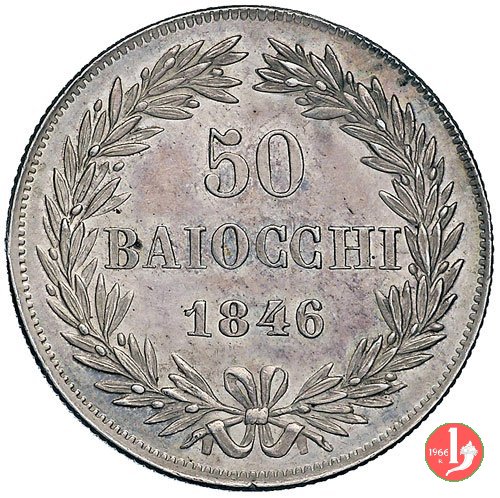 50 Baiocchi (Mezzo Scudo Romano) 1846 (Roma)