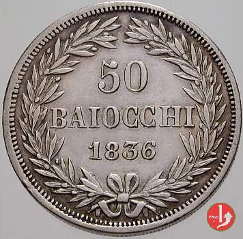 50 Baiocchi (Mezzo Scudo Romano) 1836 (Bologna)