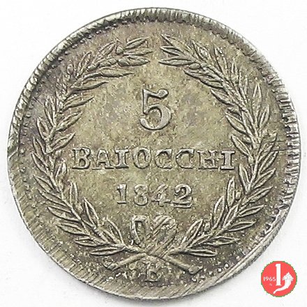 5 Baiocchi (Grosso o Mezzo Paolo) 1842 (Bologna)