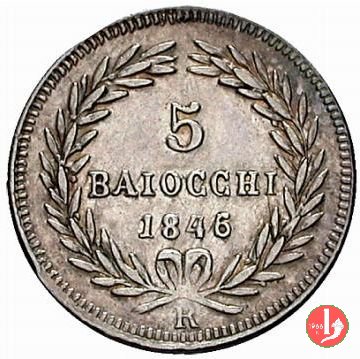 5 Baiocchi (Grosso o Mezzo Paolo) 1846 (Roma)