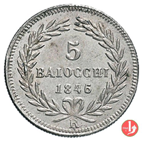 5 Baiocchi (Grosso o Mezzo Paolo) 1846 (Roma)