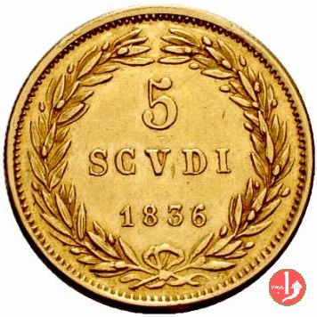 5 Scudi Romani o Gregorina 1836 (Roma)