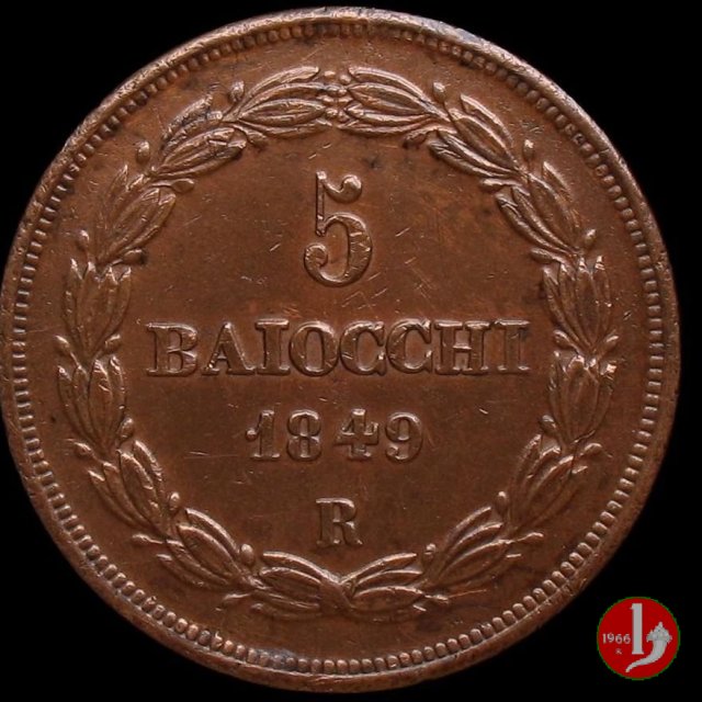 5 baiocchi 1° tipo 1849 (Roma)