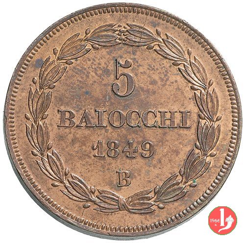 5 baiocchi 1° tipo 1849 (Bologna)