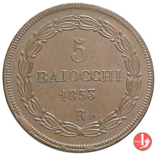 5 baiocchi 2° tipo 1853 (Roma)