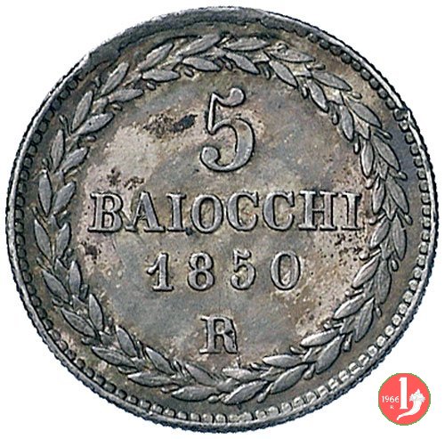 5 baiocchi (Grosso) 1850 (Roma)