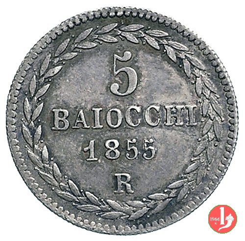 5 baiocchi (Grosso) 1855 (Roma)