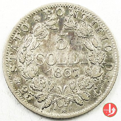 5 soldi o 25 centesimi 1867 (Roma)