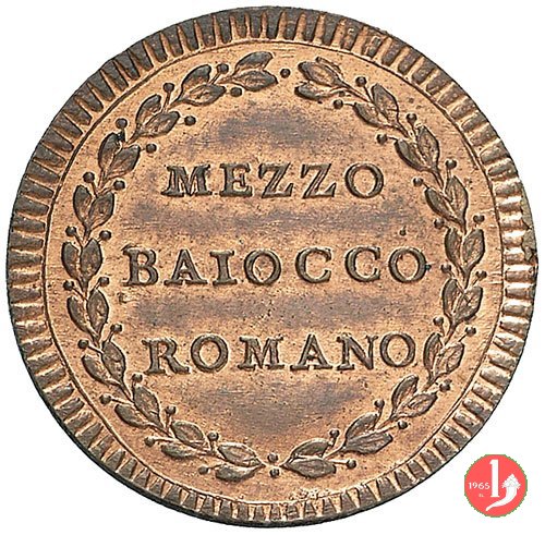 mezzo baiocco del 1° tipo (stemma ovale) 1783-1784 (Roma)