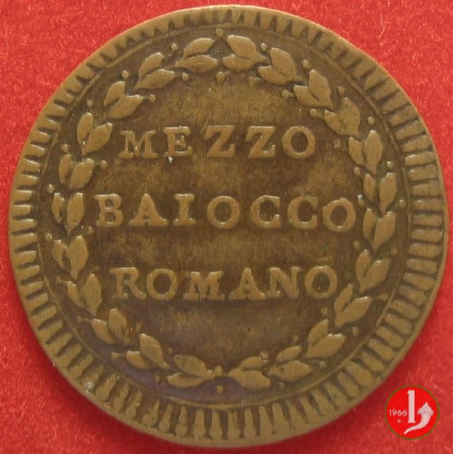 mezzo baiocco del 1° tipo (stemma ovale) 1786-1787 (Roma)