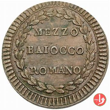 mezzo baiocco del 1° tipo (stemma ovale) 1788-1789 (Roma)