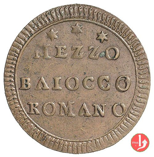 mezzo baiocco del 2° tipo (stemma a targa) 1797 (Roma)