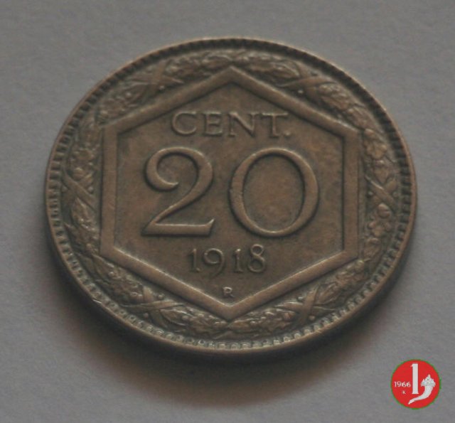 20 centesimi esagono 1918 (Roma)