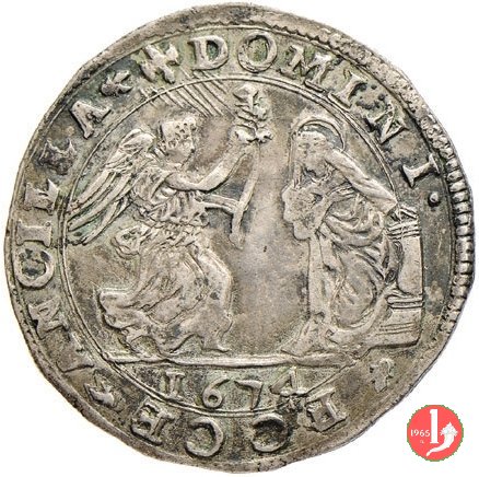 2 lire con l'Annunciazione 1674 (Guastalla)