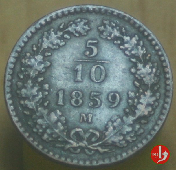 5/10 di Kreuzer o 1 Carantano 1859 (Milano)