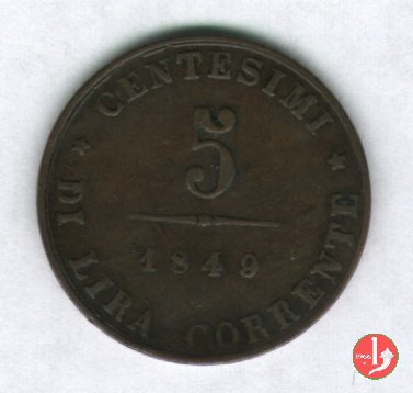 5 centesimi di lira corrente 1849 (Venezia)