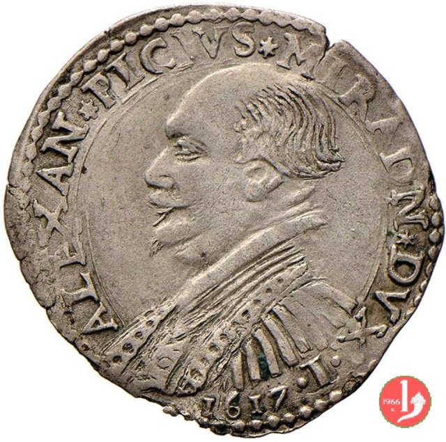 Mezza lira con San Possidonio 1617 (Mirandola)