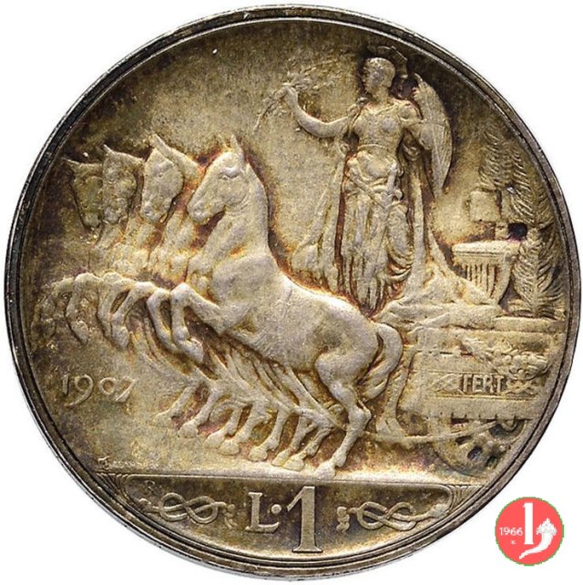 prova 1 lira quadriga veloce 1907 (Roma)