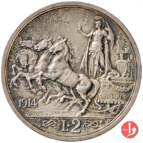 prova 2 lire quadriga briosa 1914 (Roma)