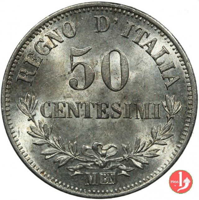 50 centesimi valore 1866 (Milano)