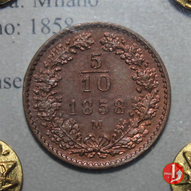 5/10 di Kreuzer o 1 Carantano 1858 (Milano)