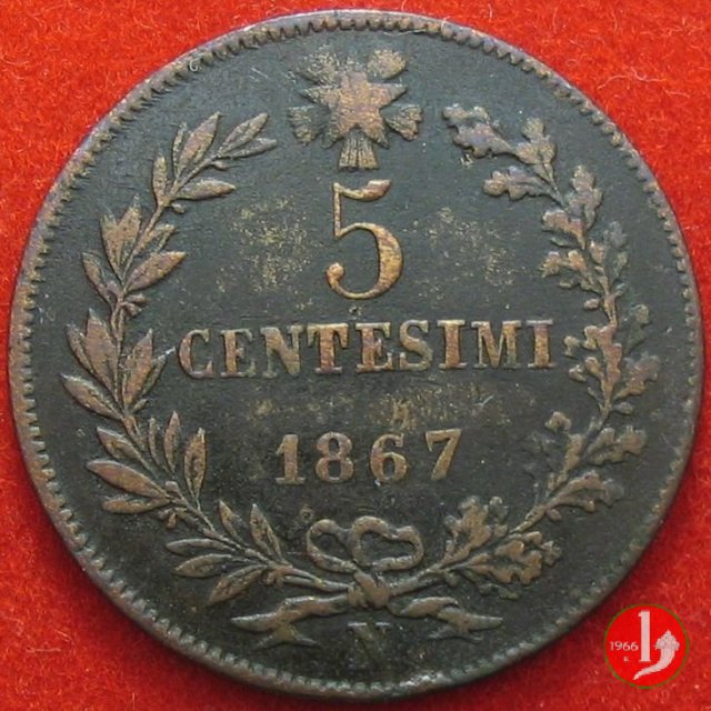 Immagine di una da 5 centesimi 1867 (Napoli)