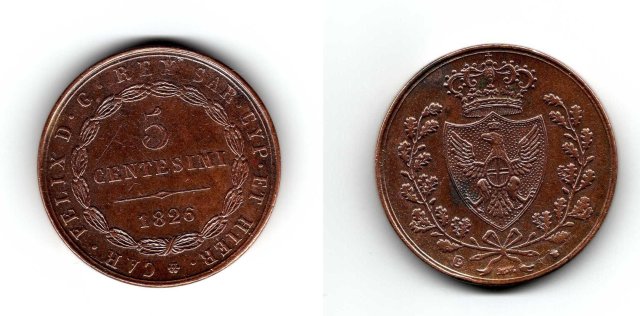 5 centesimi 1826 (Torino)