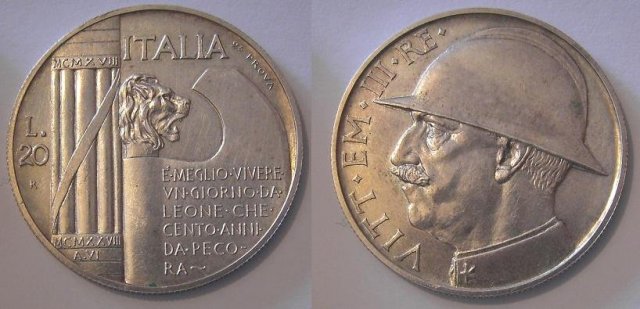 prova 20 lire cappellone 1928 (Roma)