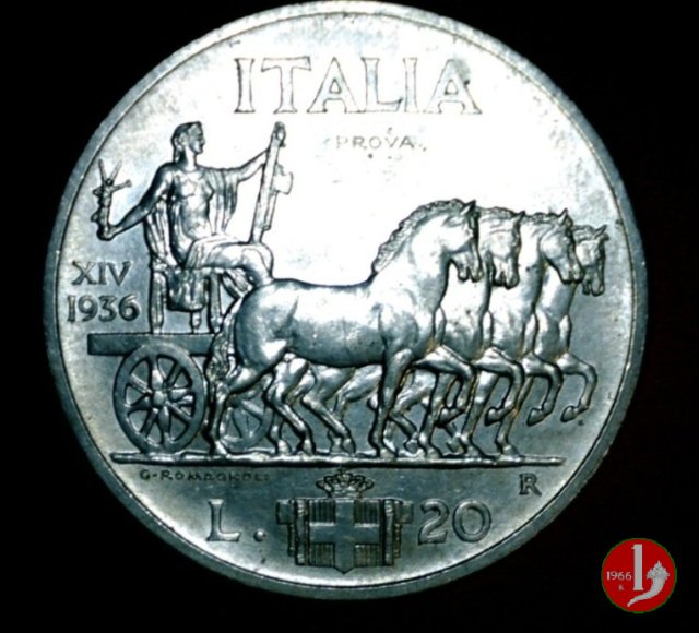 prova 20 lire quadriga lenta 1936 (Roma)