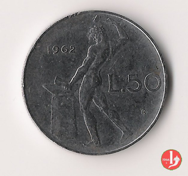 50 lire Vulcano 1962 (Roma)