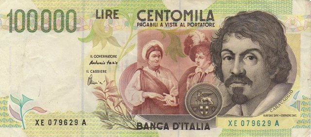 100.000 lire Caravaggio 2001