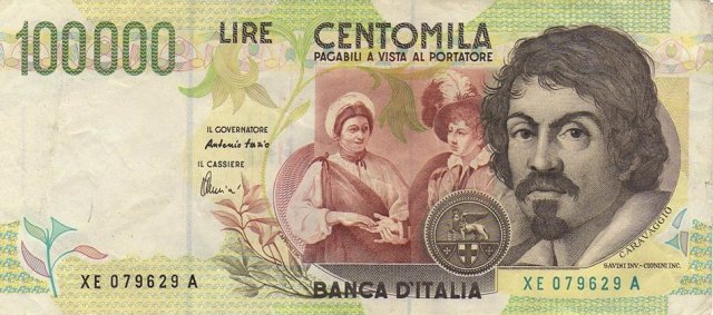 100.000 lire Caravaggio 2001