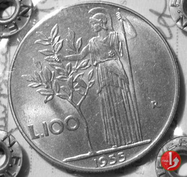 100 lire Minerva 1955 (Roma)