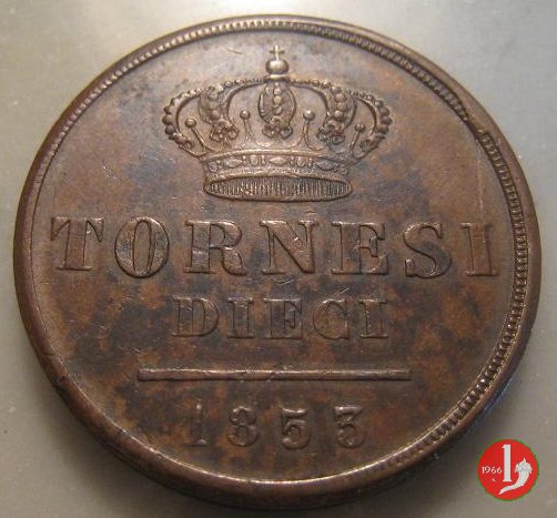 10 Tornesi 1853 (Napoli)