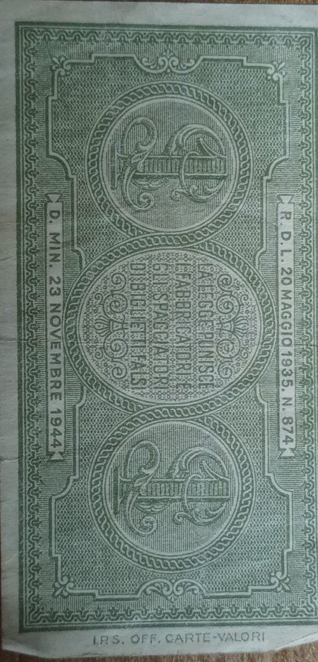 1 Lira "Italia Laureata" 1944