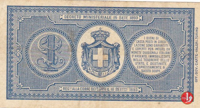 1 Lira Primo & Secondo Tipo 1894