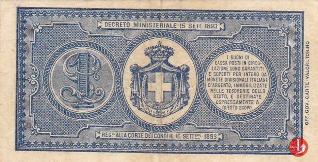 1 Lira Primo & Secondo Tipo 1894