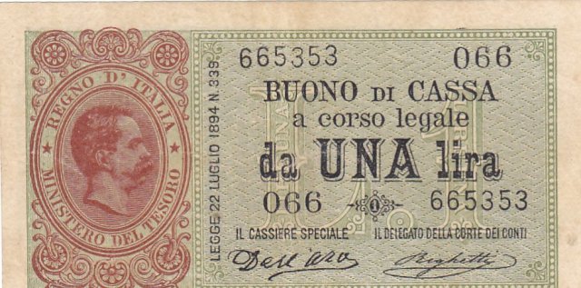 1 Lira Primo & Secondo Tipo 1894