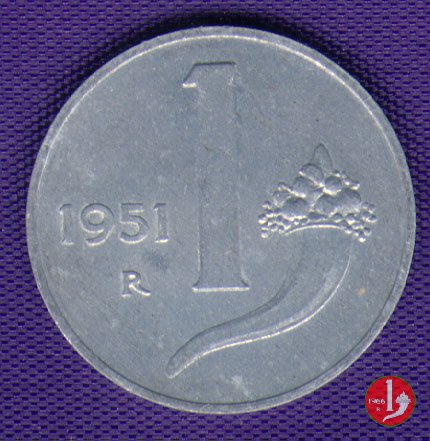 1 lira cornucopia 1951 (Roma)