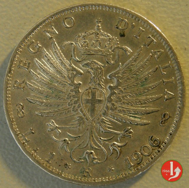 1 lira aquila sabauda 1906 (Roma)