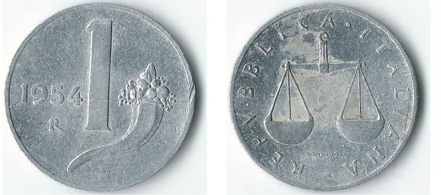 1 lira cornucopia 1954 (Roma)