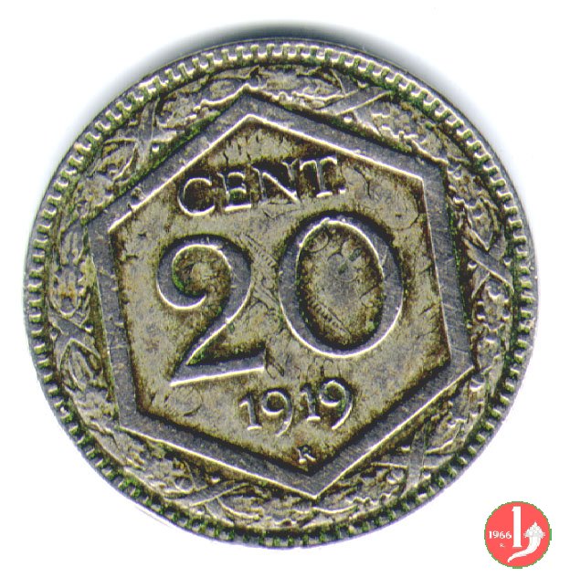 20 centesimi esagono 1919 (Roma)