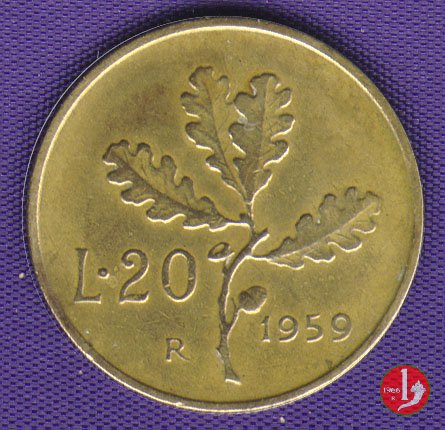 20 lire quercia 1959 (Roma)